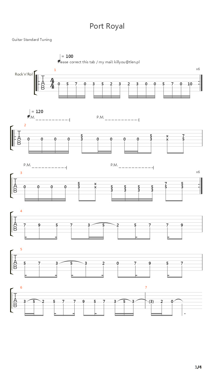 Port Royal吉他谱