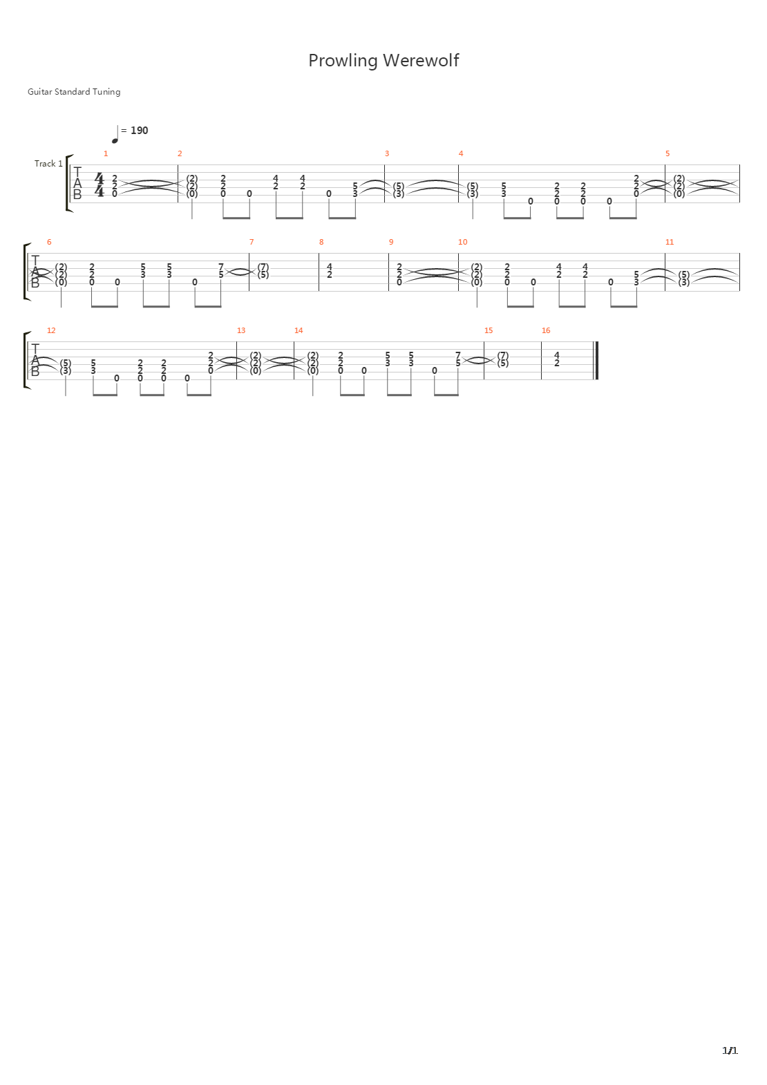 Prowling Werewolf吉他谱