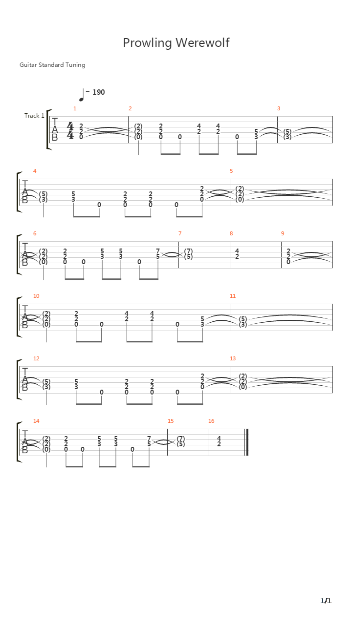 Prowling Werewolf吉他谱