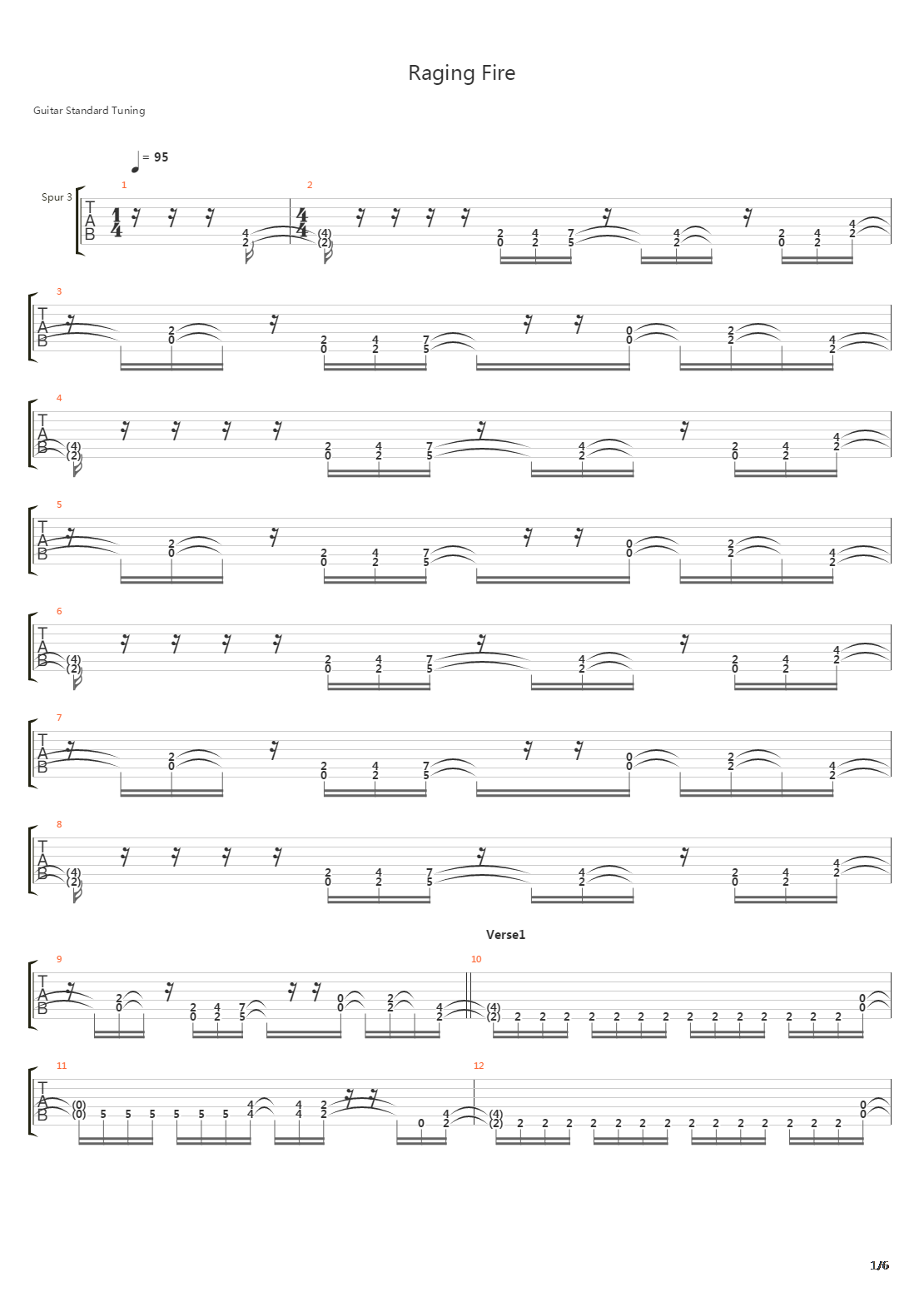 Raging Fire吉他谱