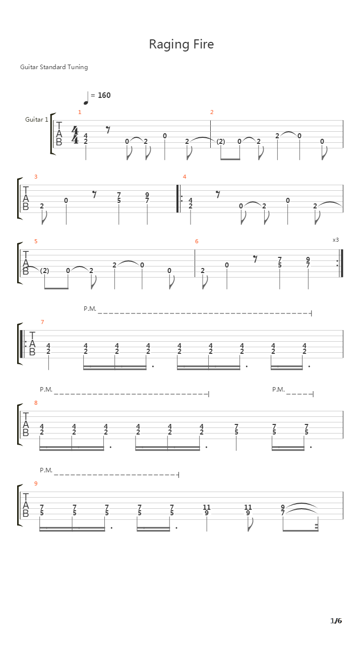 Raging Fire吉他谱