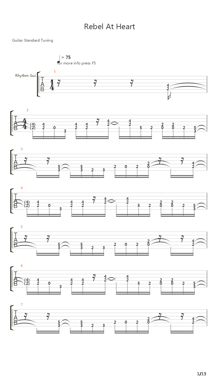 Rebel At Heart吉他谱