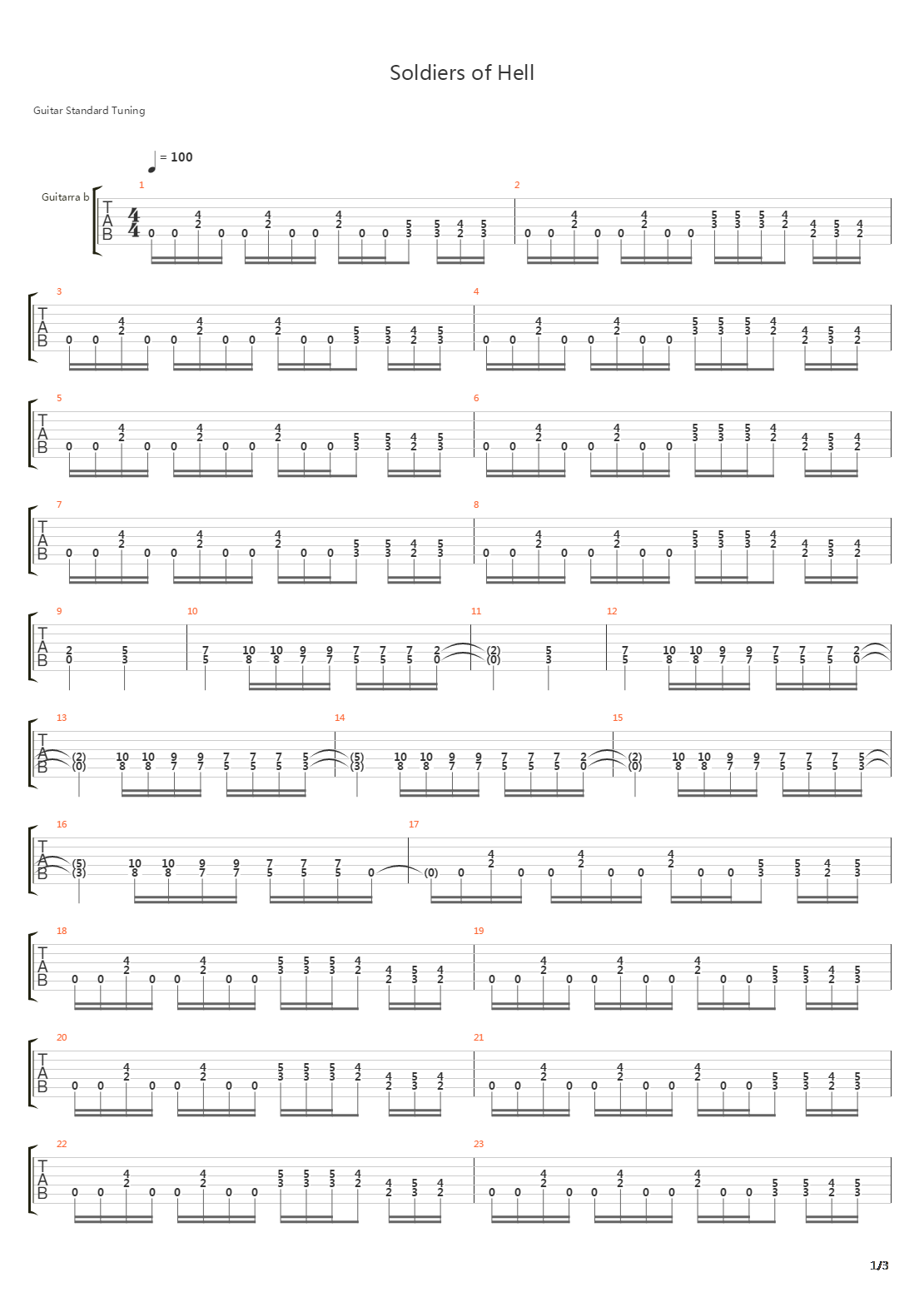 Soldiers Of Hell吉他谱