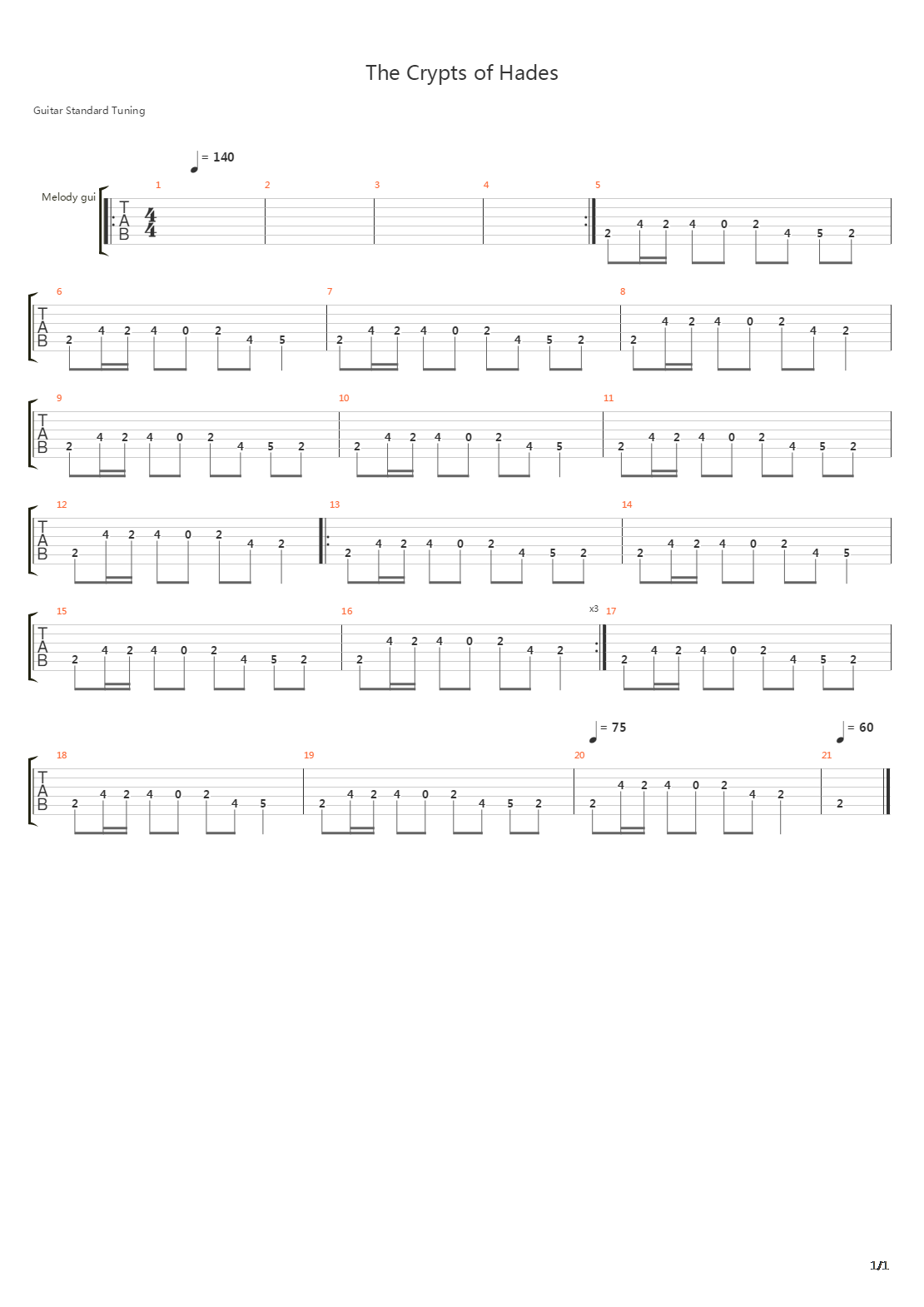 The Crypts Of Hades吉他谱