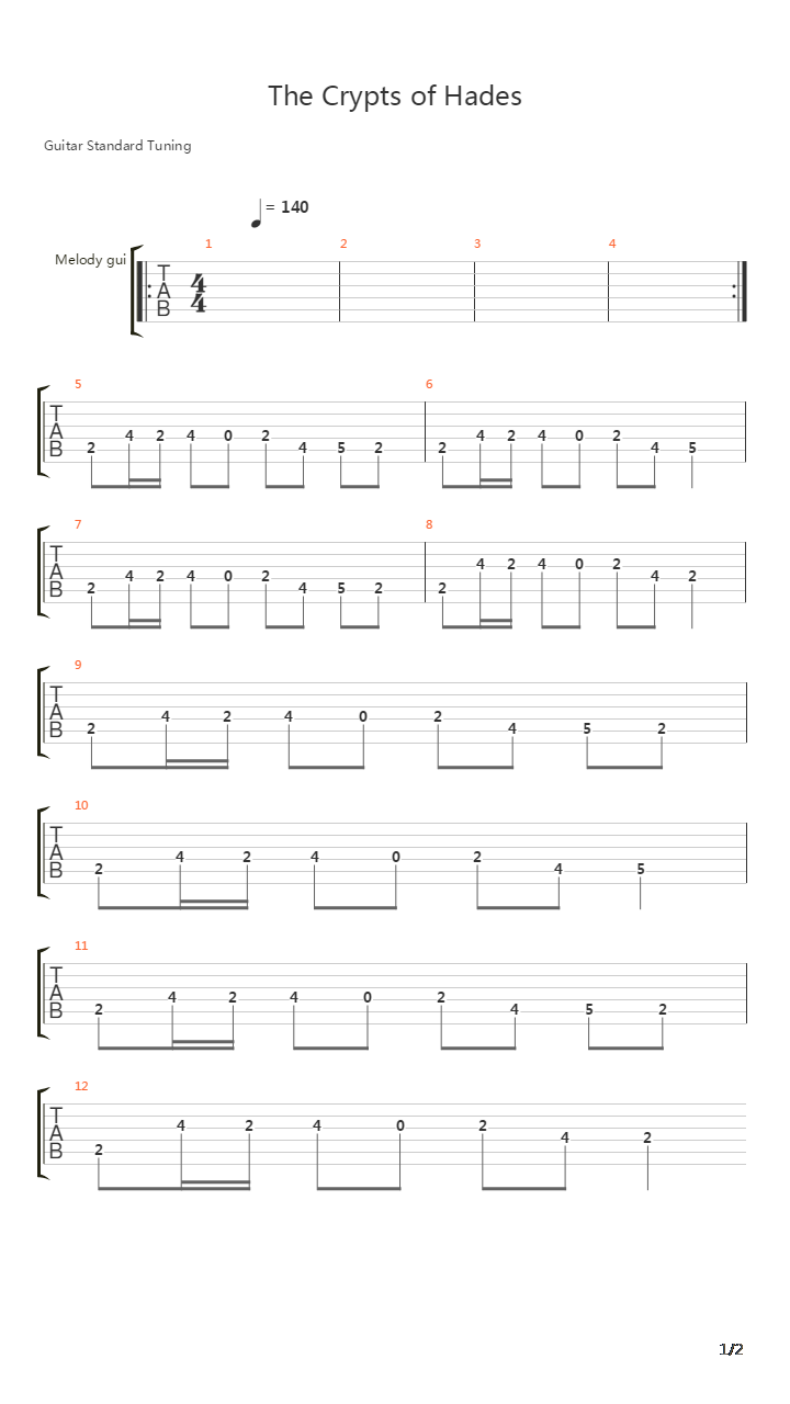 The Crypts Of Hades吉他谱