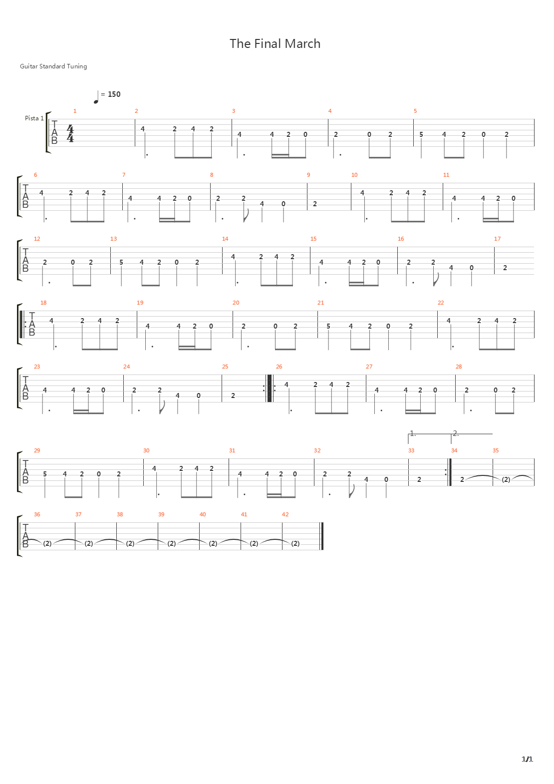 The Final March吉他谱