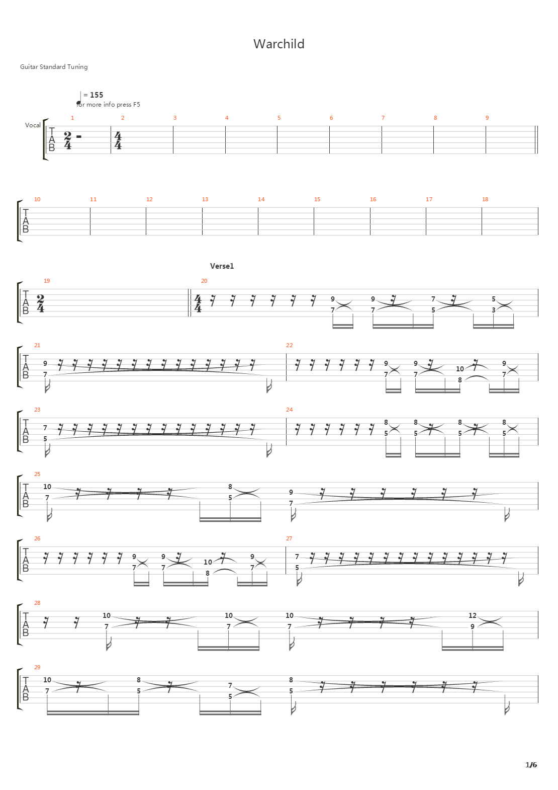Warchild吉他谱
