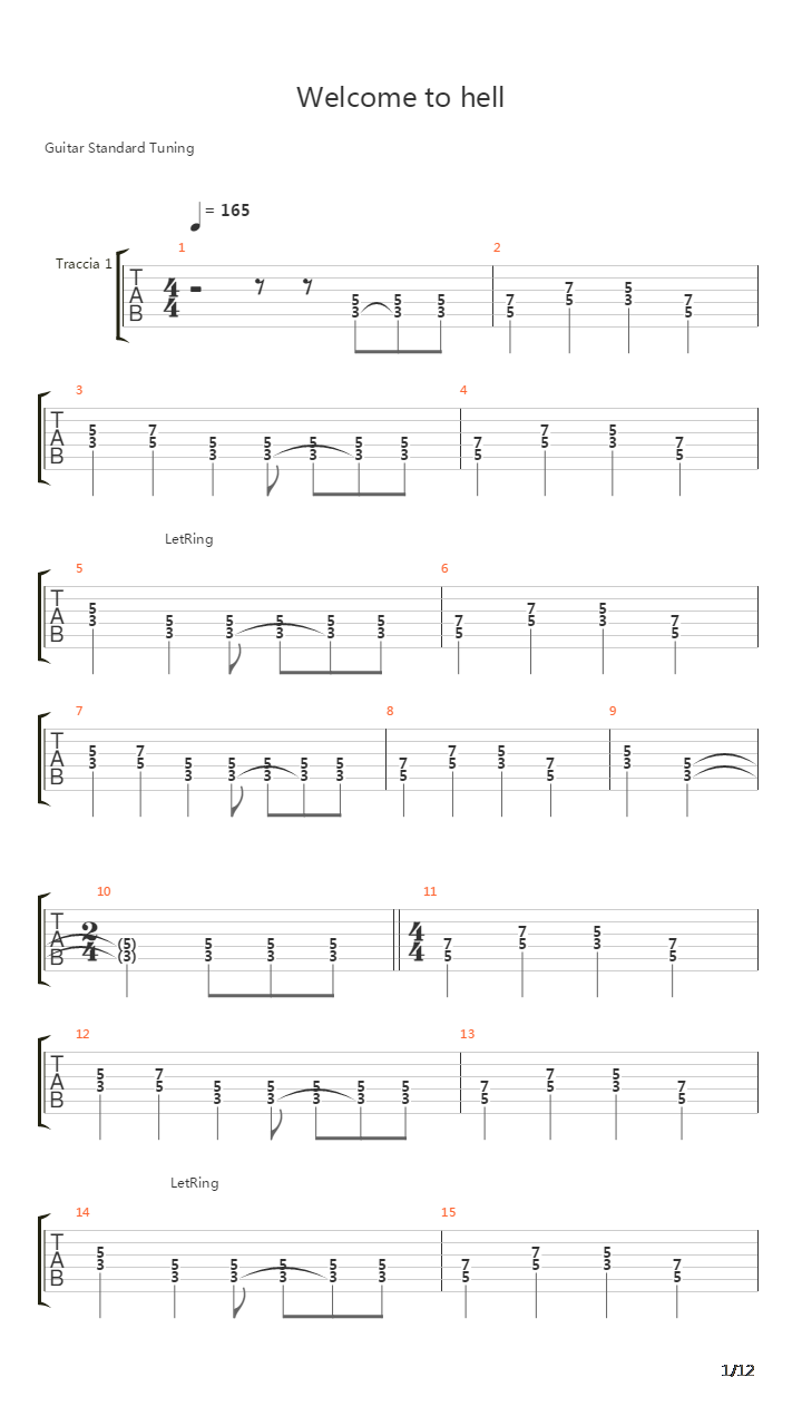 Welcome To Hell吉他谱
