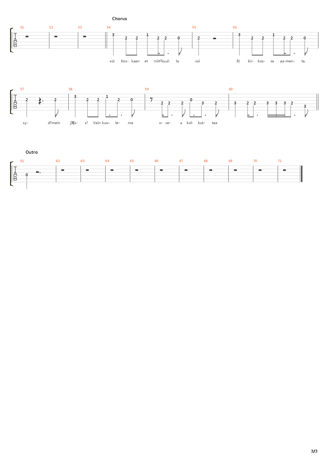 Ei Koskaan吉他谱