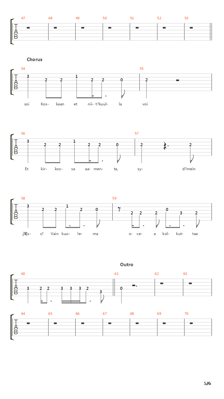 Ei Koskaan吉他谱