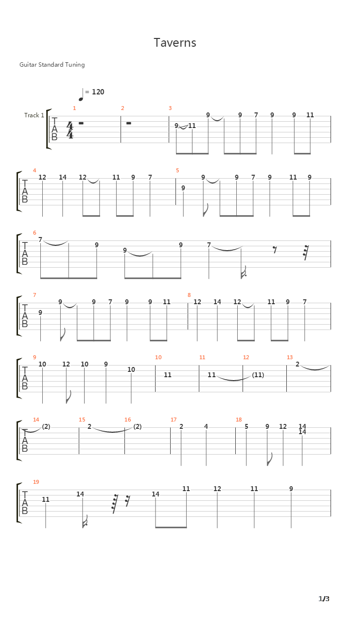 Taverns吉他谱