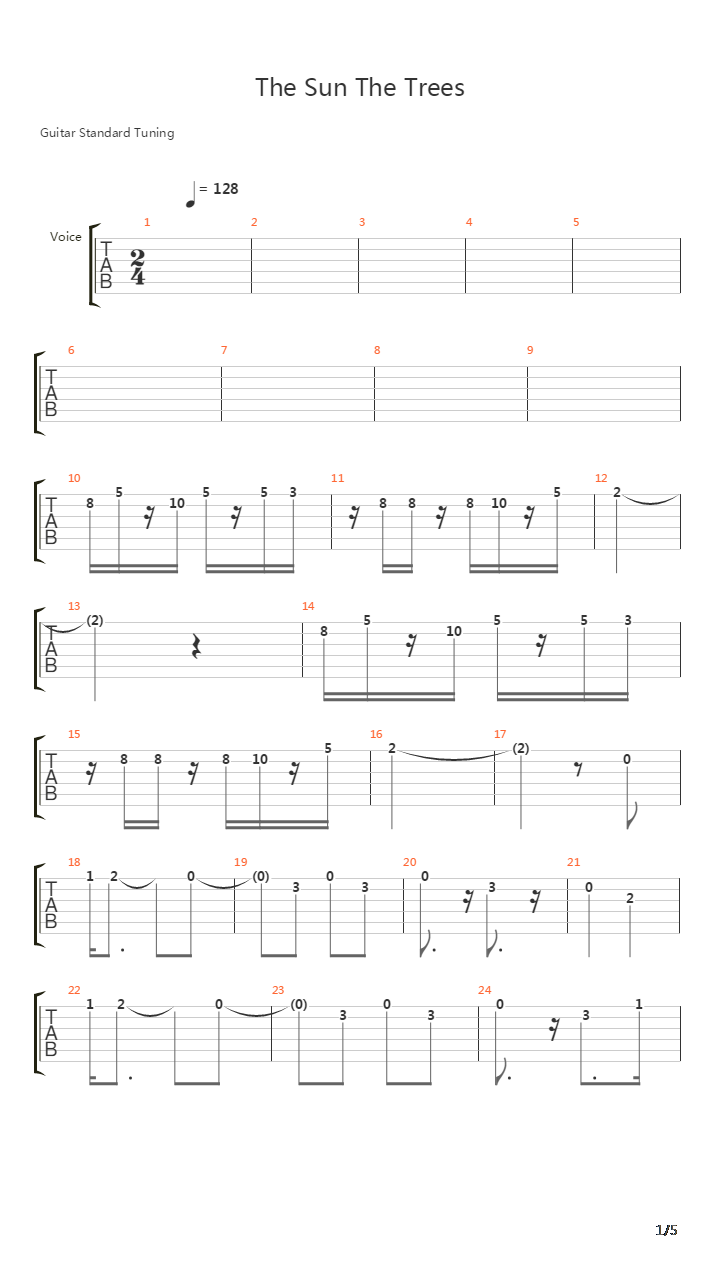 The Sun The Trees吉他谱