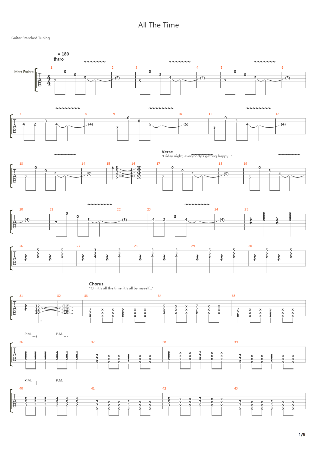 All The Time吉他谱