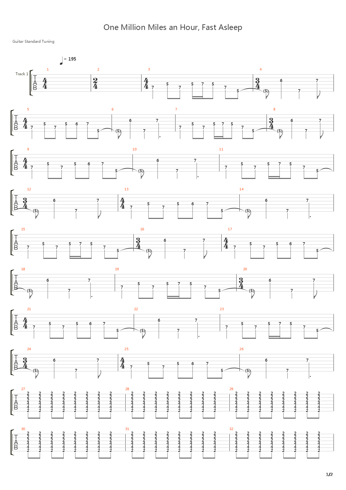 One Million Miles An Hour Fast Asleep吉他谱
