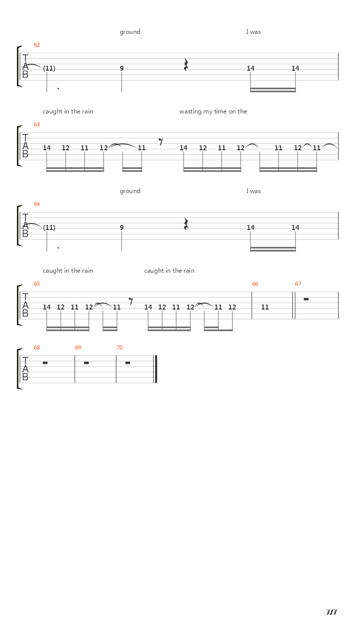 Caught In The Rain吉他谱