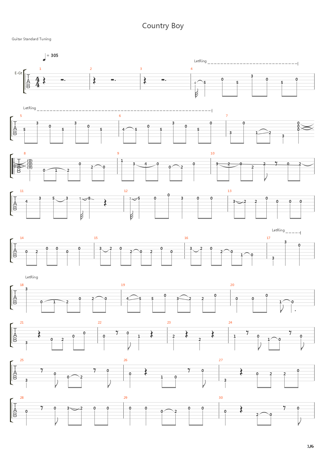 Country Boy吉他谱