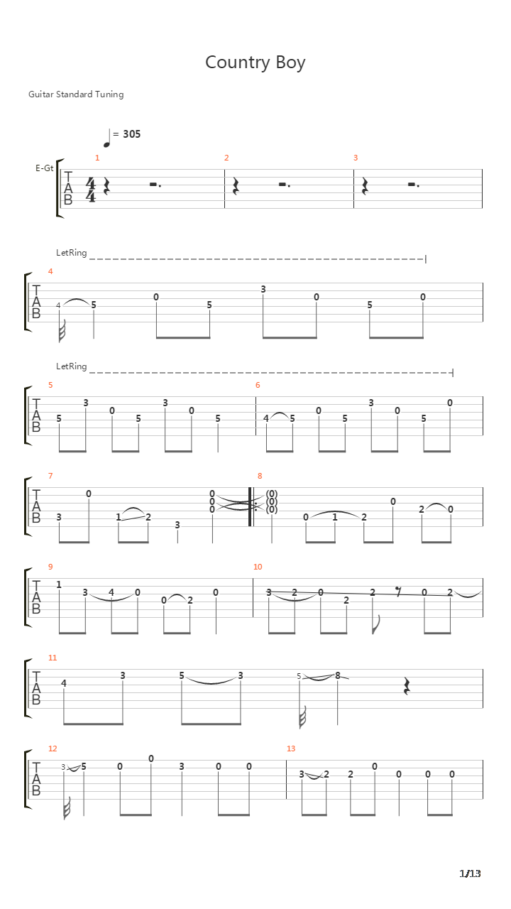 Country Boy吉他谱