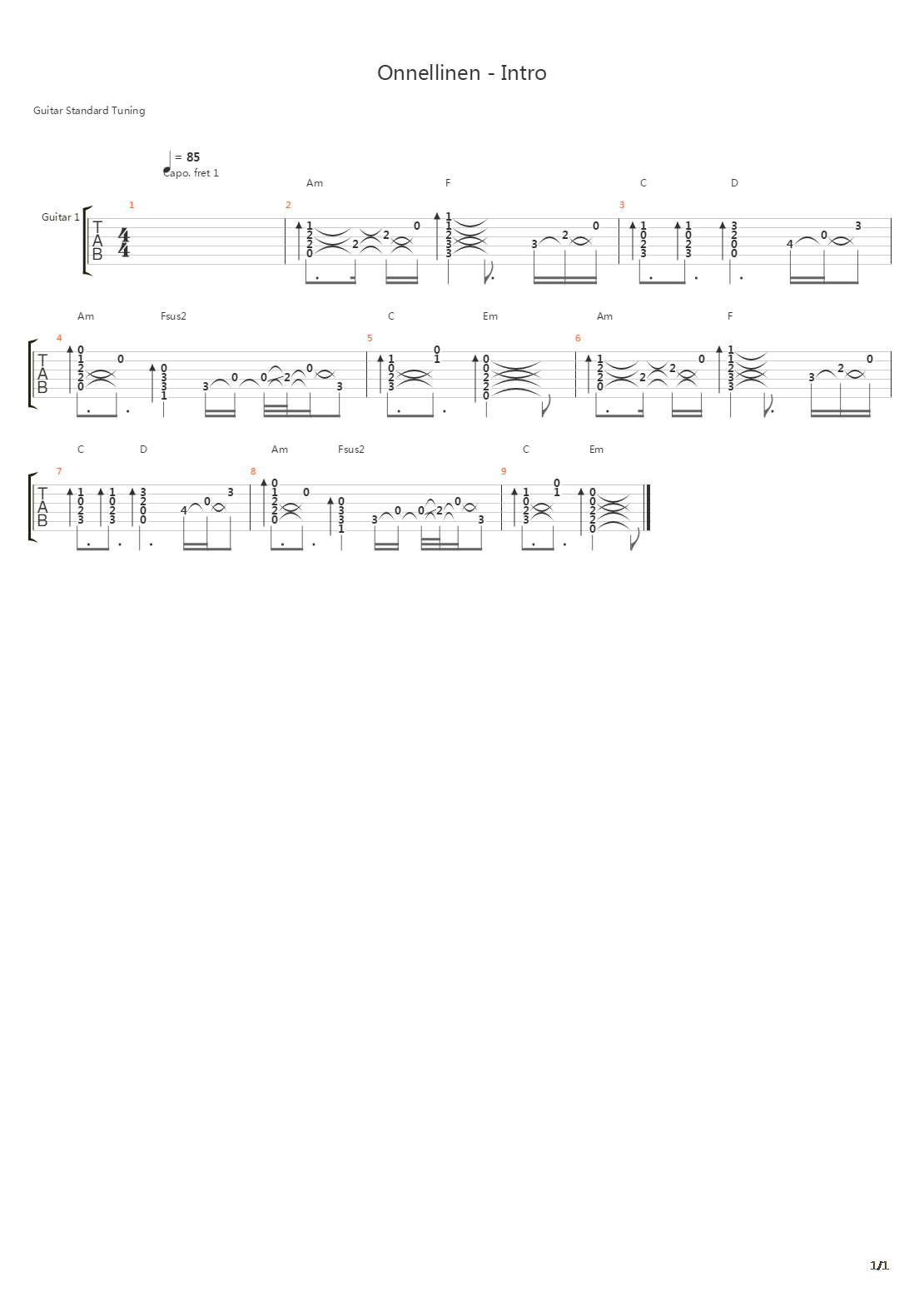 Onnellinen吉他谱