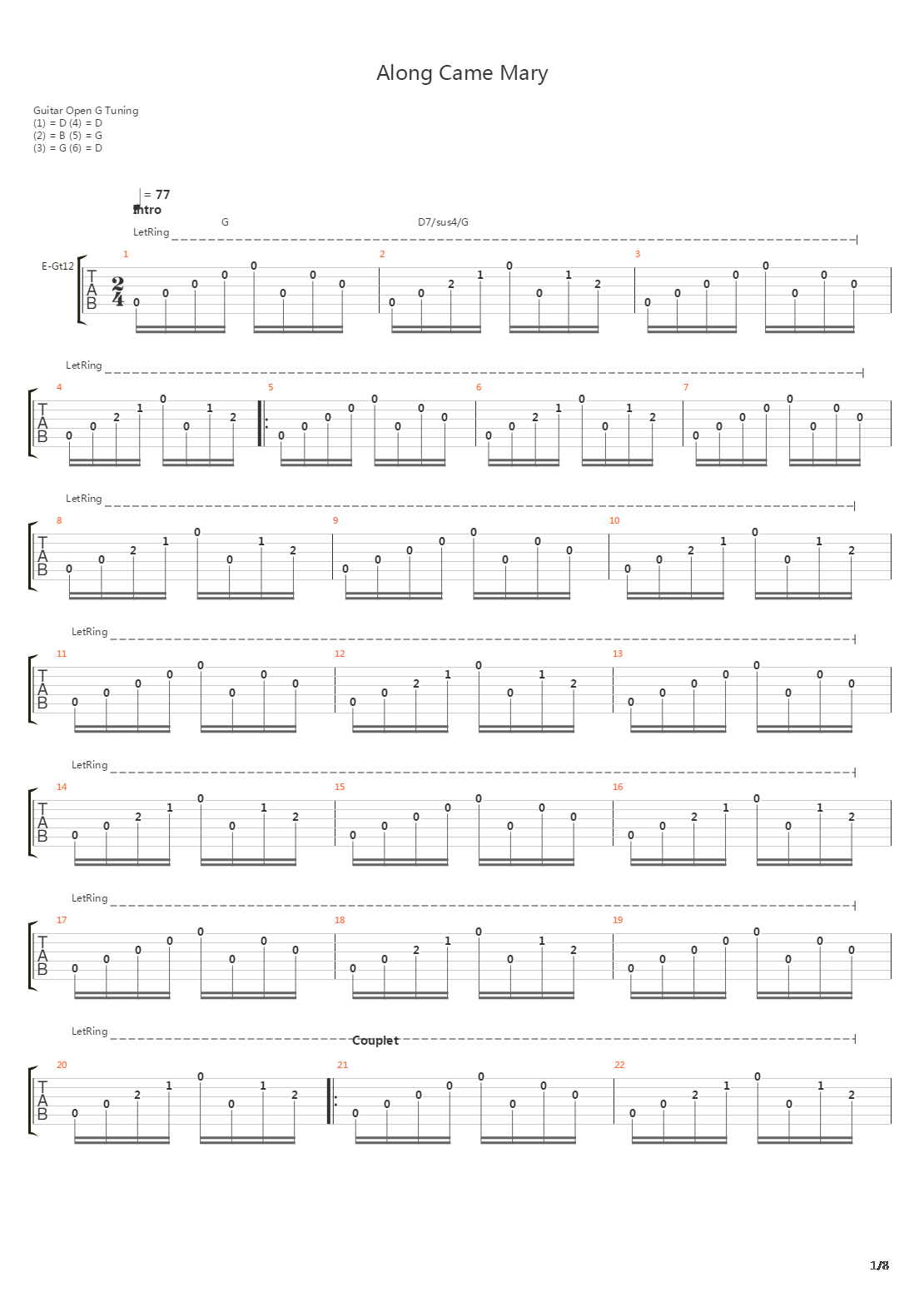 Along Came Mary - Live吉他谱