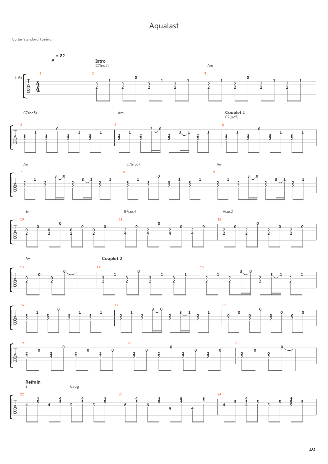 Aqualast吉他谱