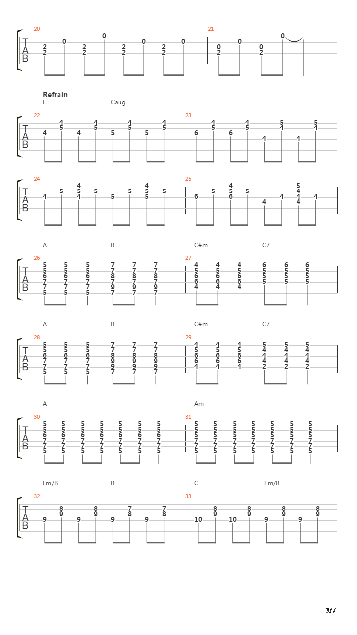 Aqualast吉他谱
