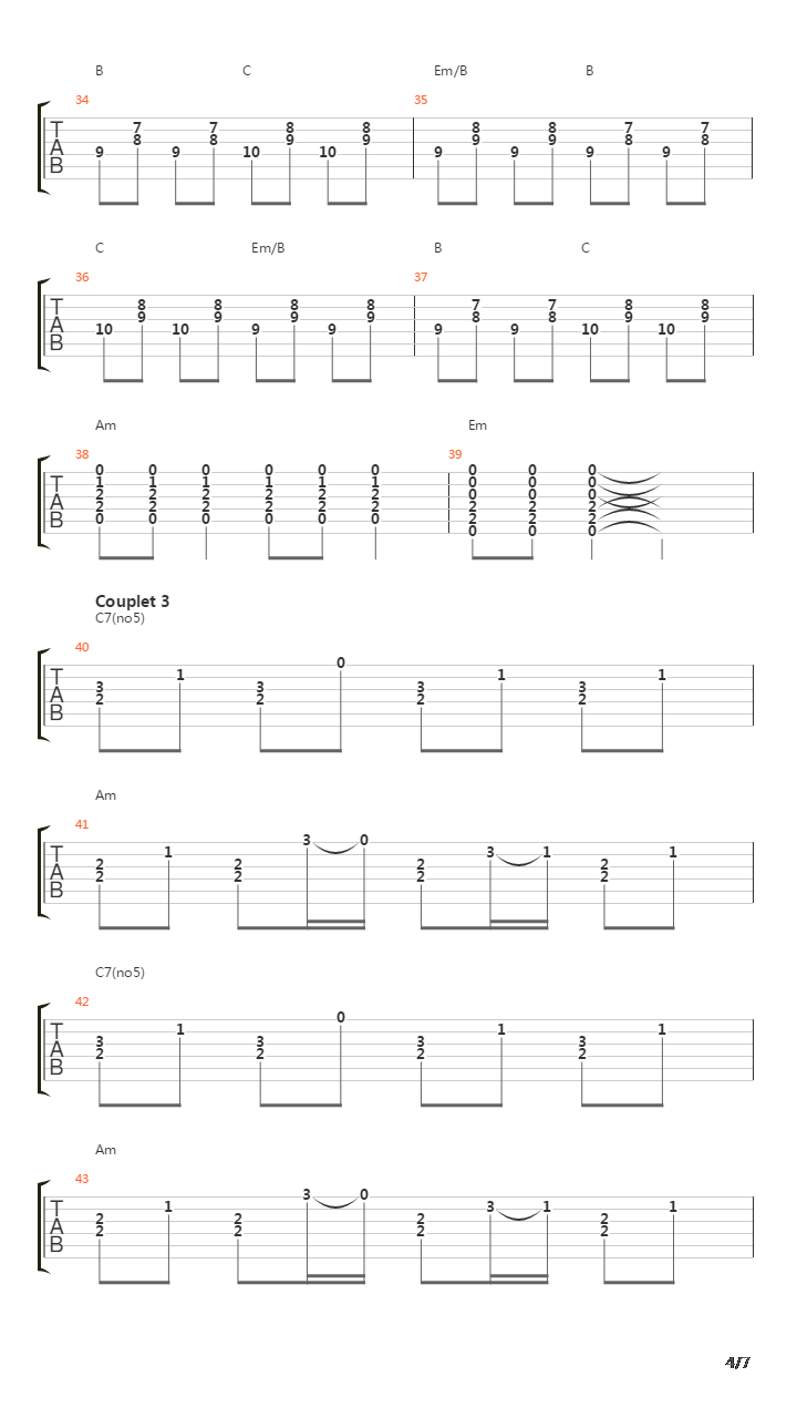 Aqualast吉他谱