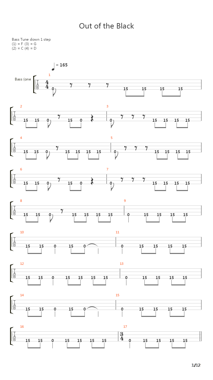 Out Of The Black吉他谱