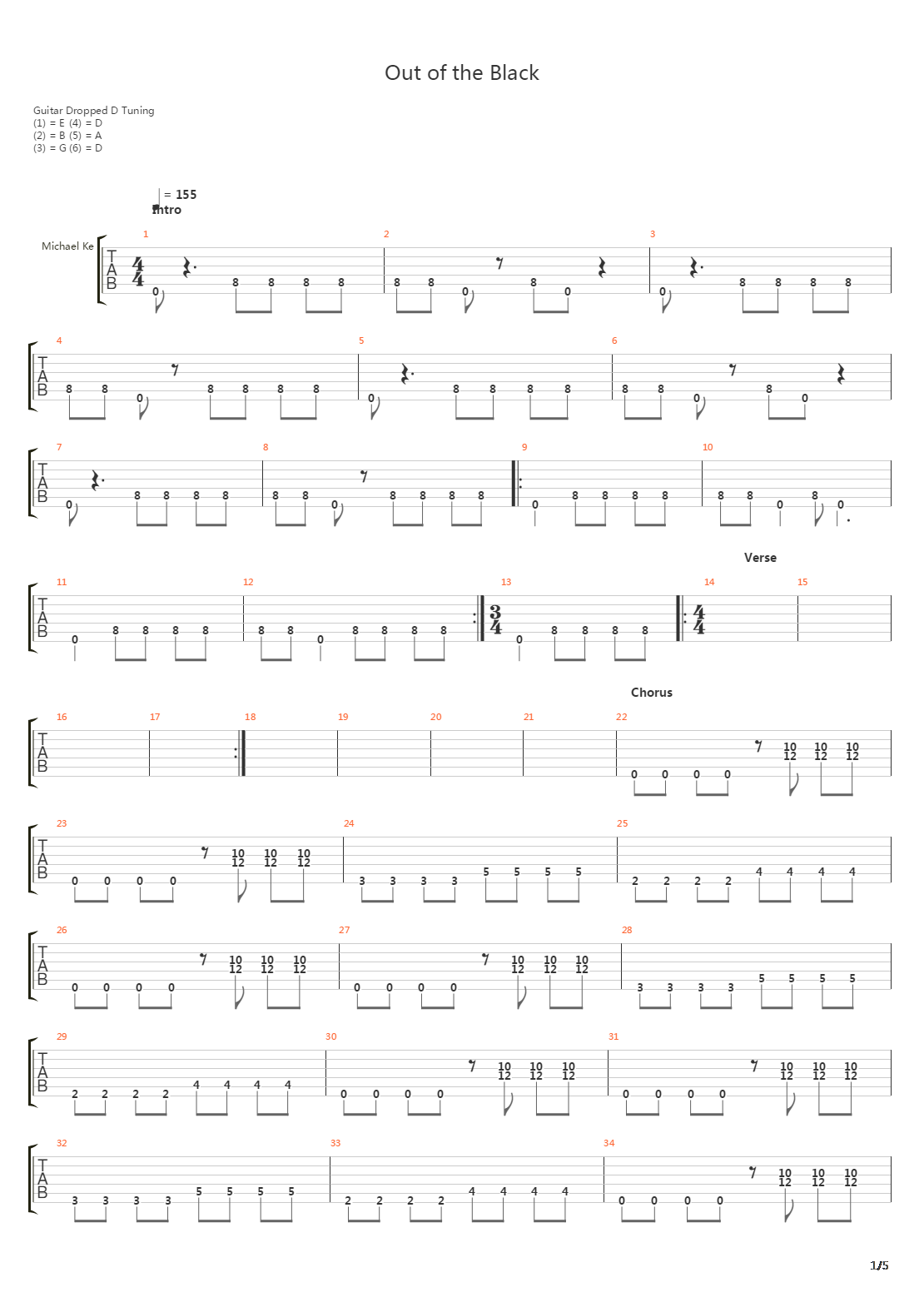 Out Of The Black吉他谱