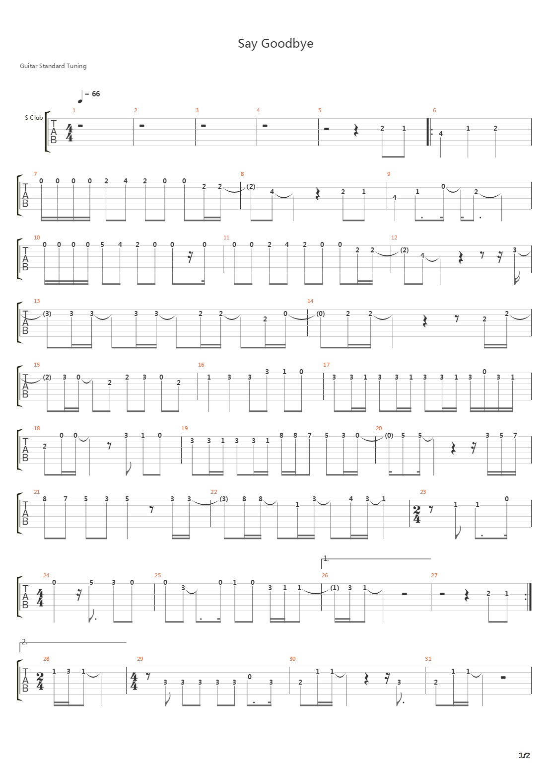 Say Goodbye吉他谱