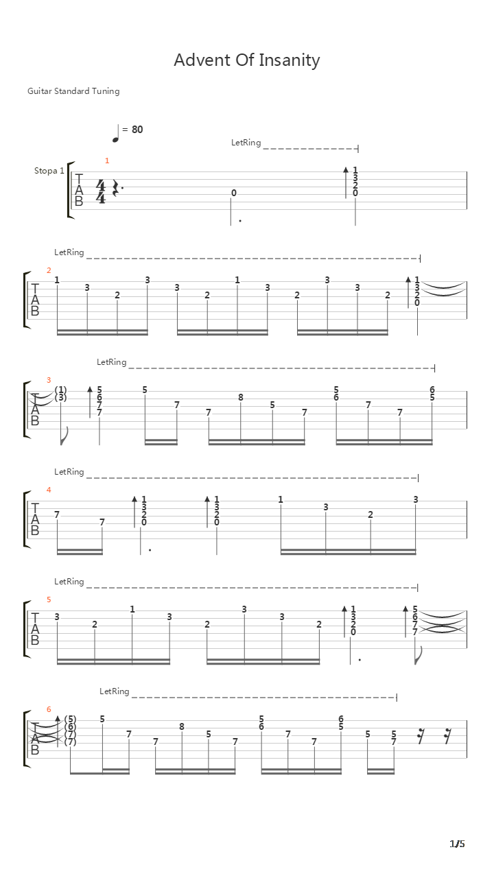 Advent Of Insanity吉他谱