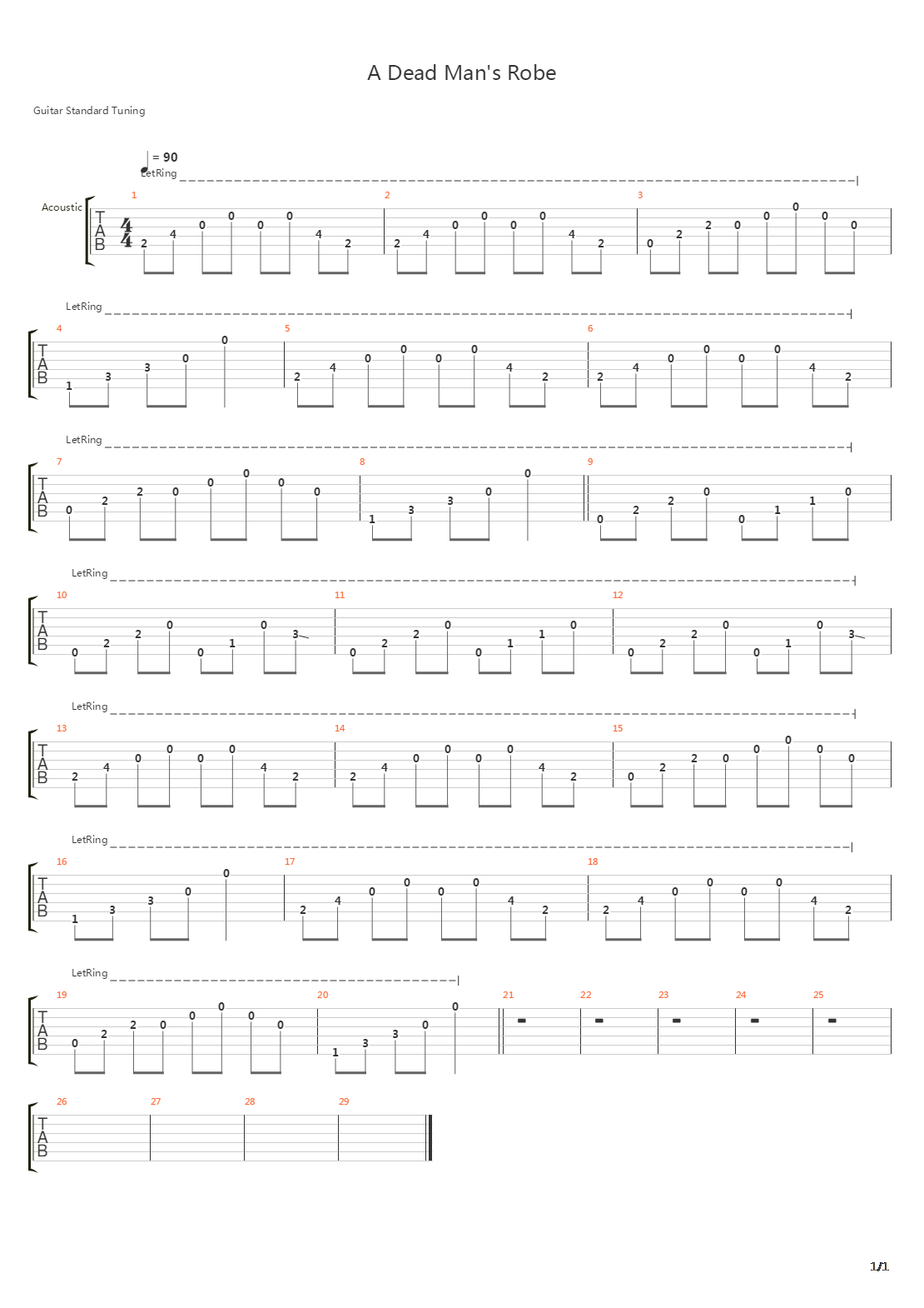 Dead Mans Robe吉他谱