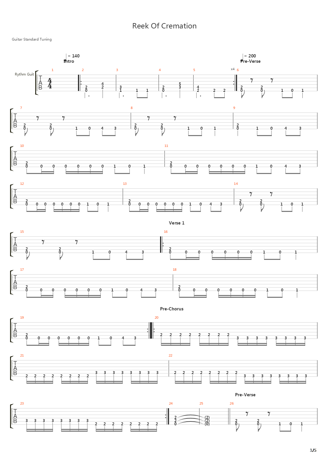 Reek Of Cremation吉他谱