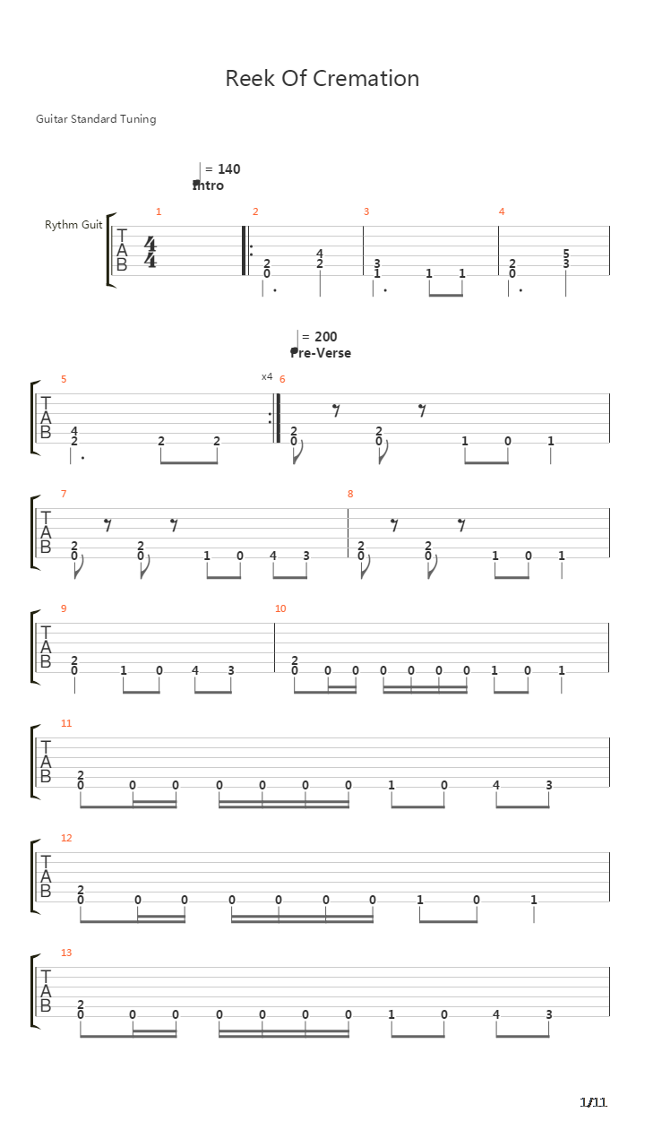 Reek Of Cremation吉他谱