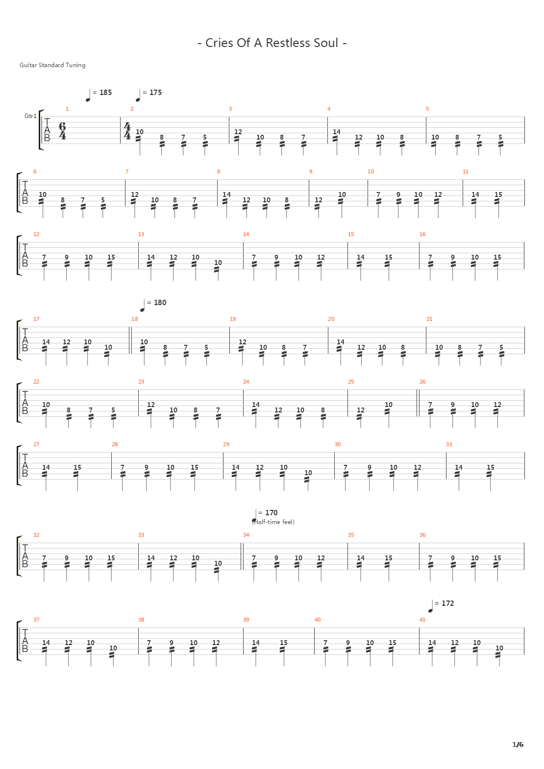 Cries Of A Restless Souls吉他谱