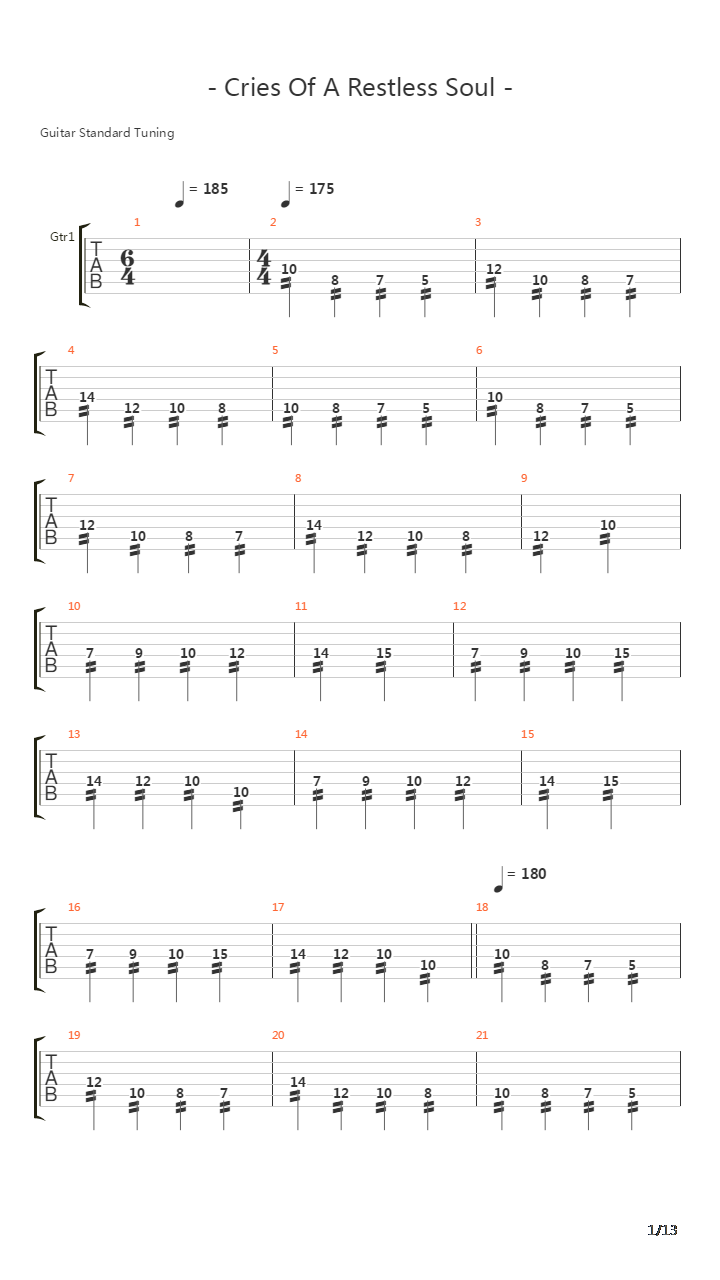 Cries Of A Restless Souls吉他谱