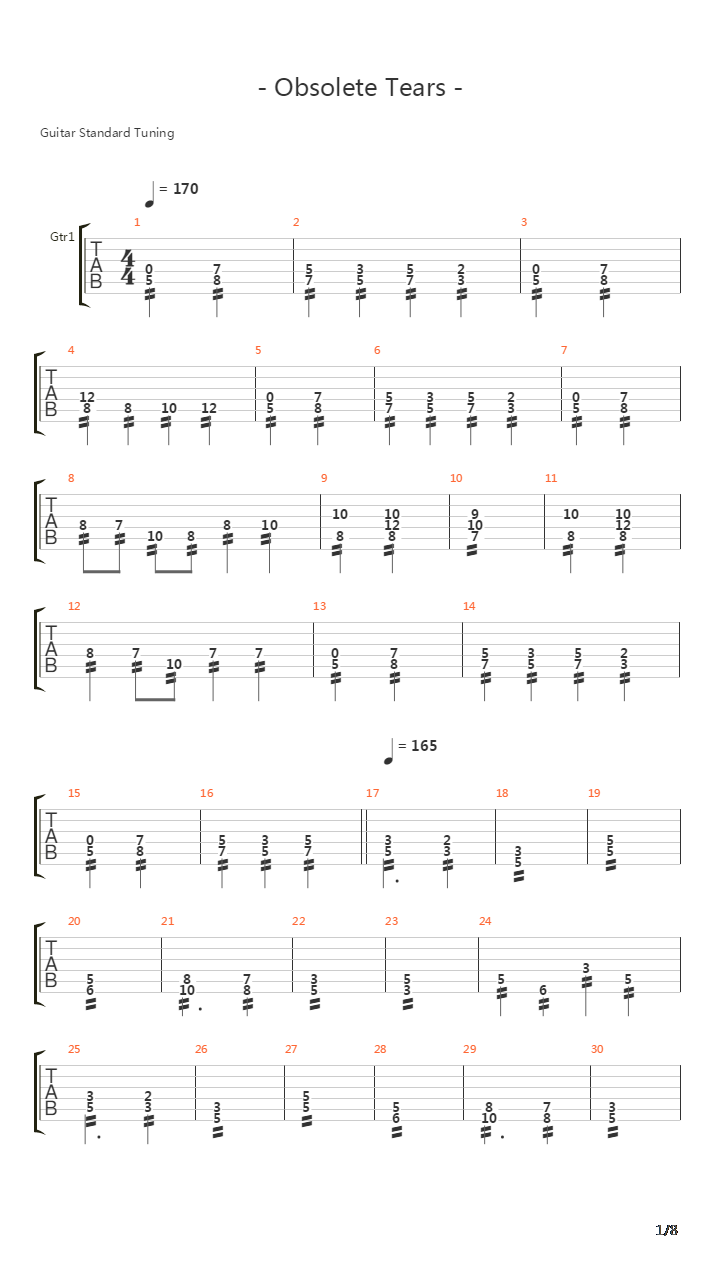 Obsolete Tears吉他谱