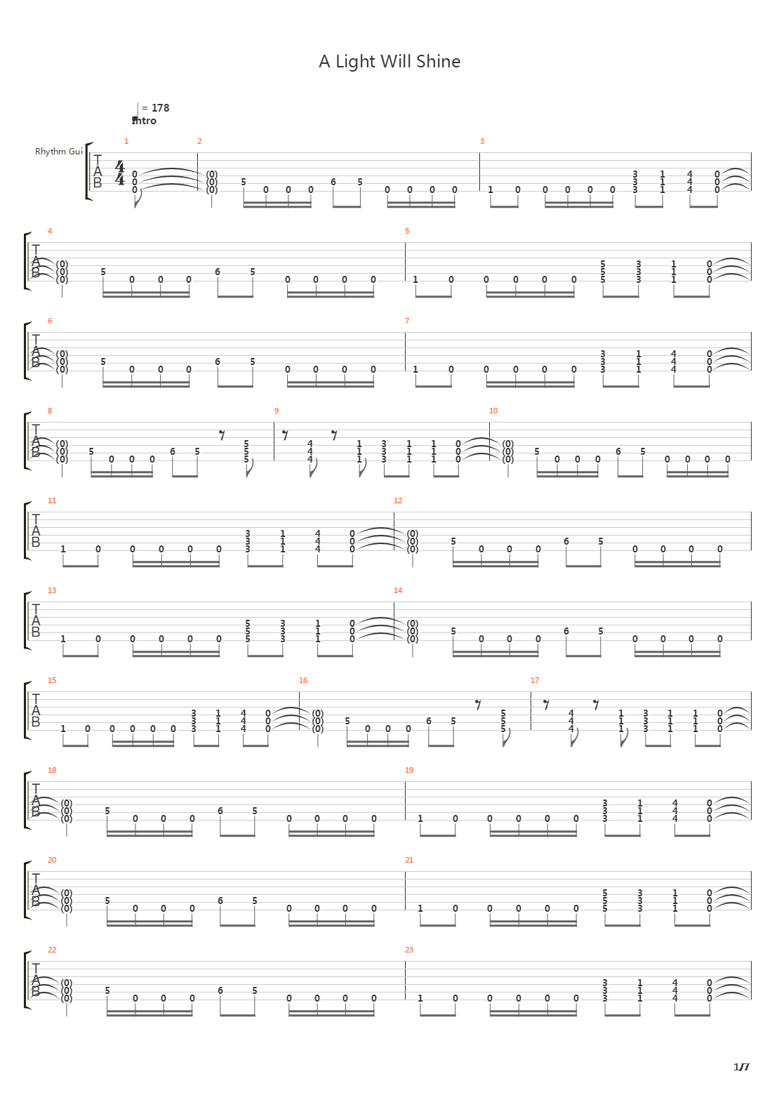 A Light Will Shine吉他谱