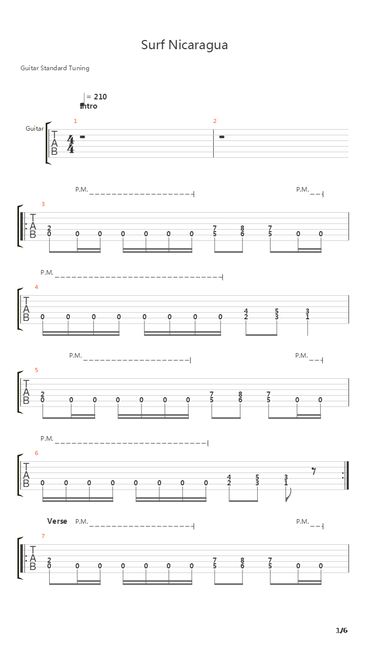 Surf Nicaragua吉他谱