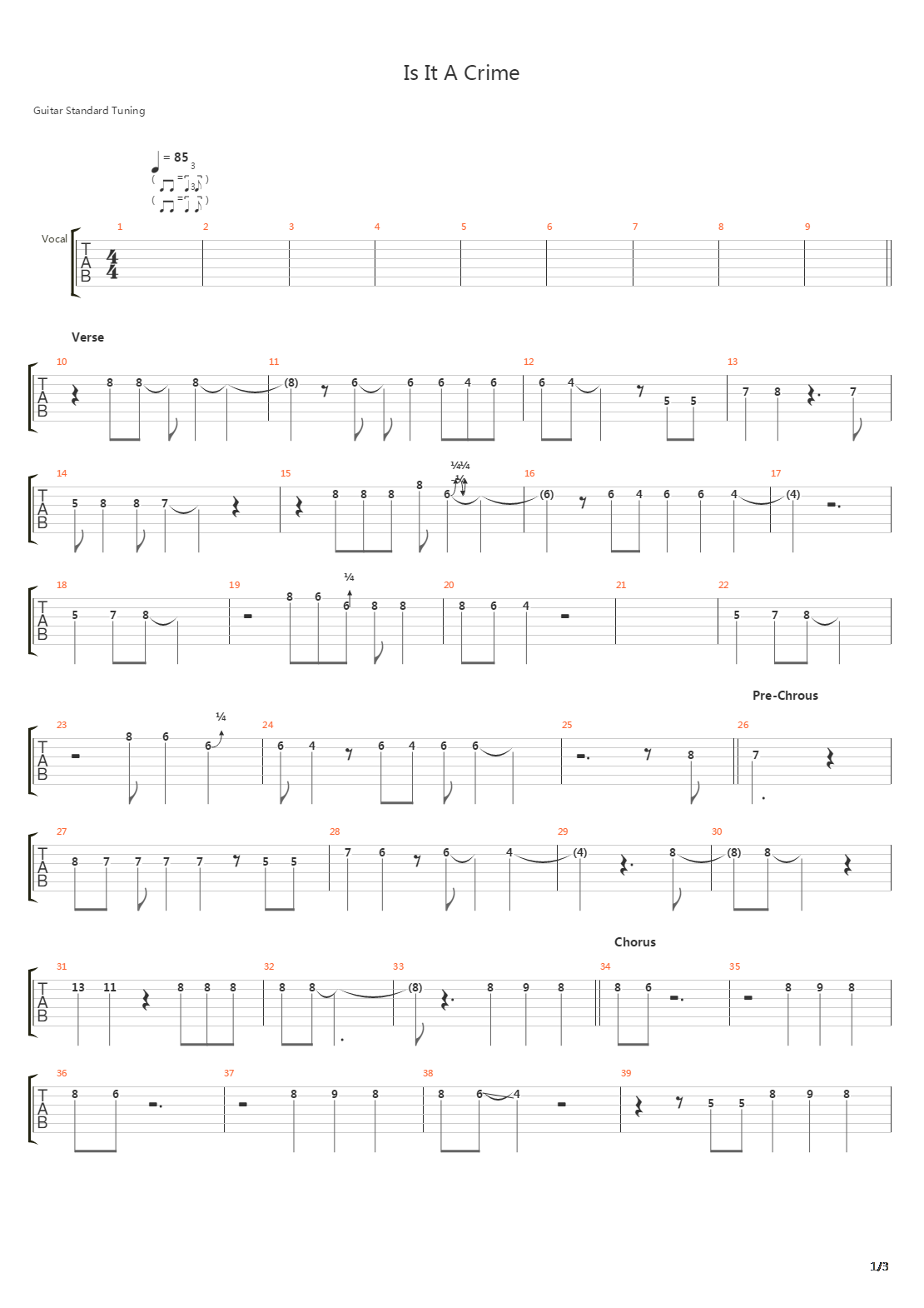 Is It A Crime吉他谱