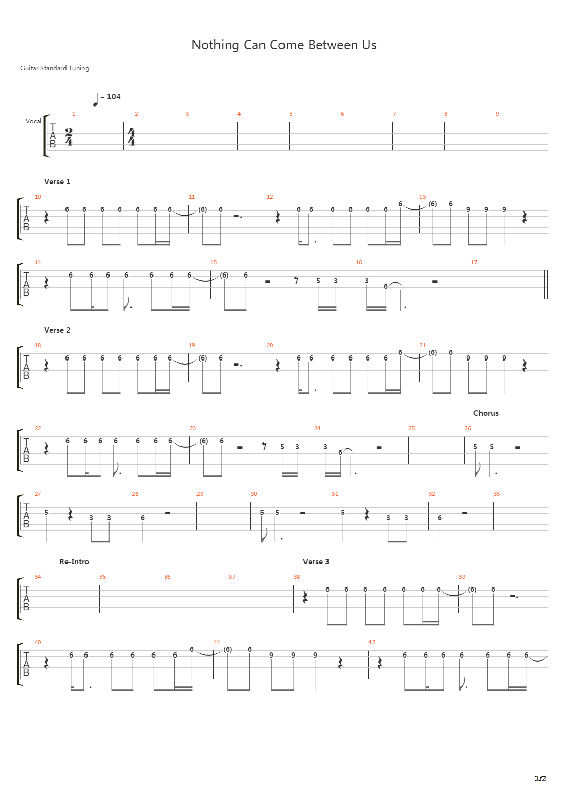 Nothing Can Come Between Us吉他谱
