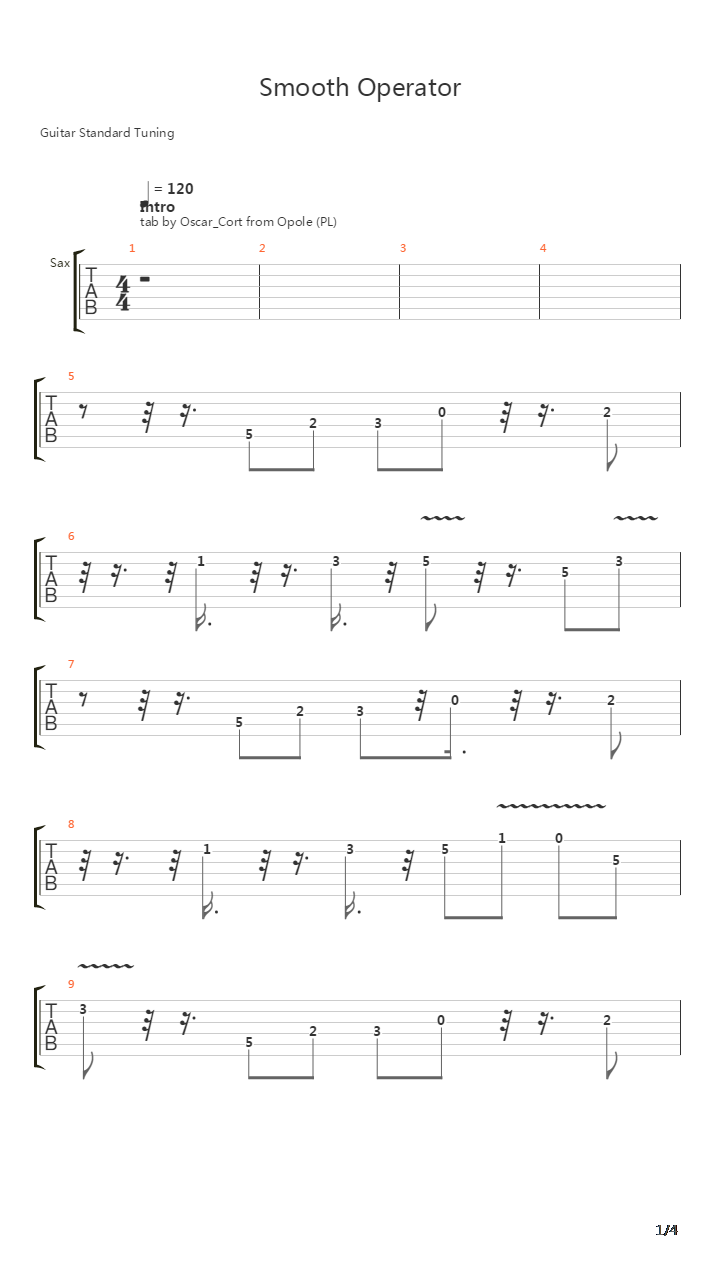 Smooth Operator吉他谱