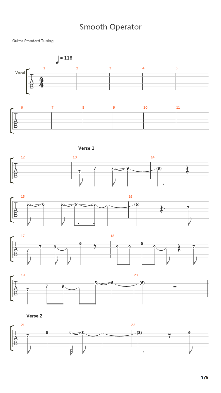 Smooth Operator吉他谱