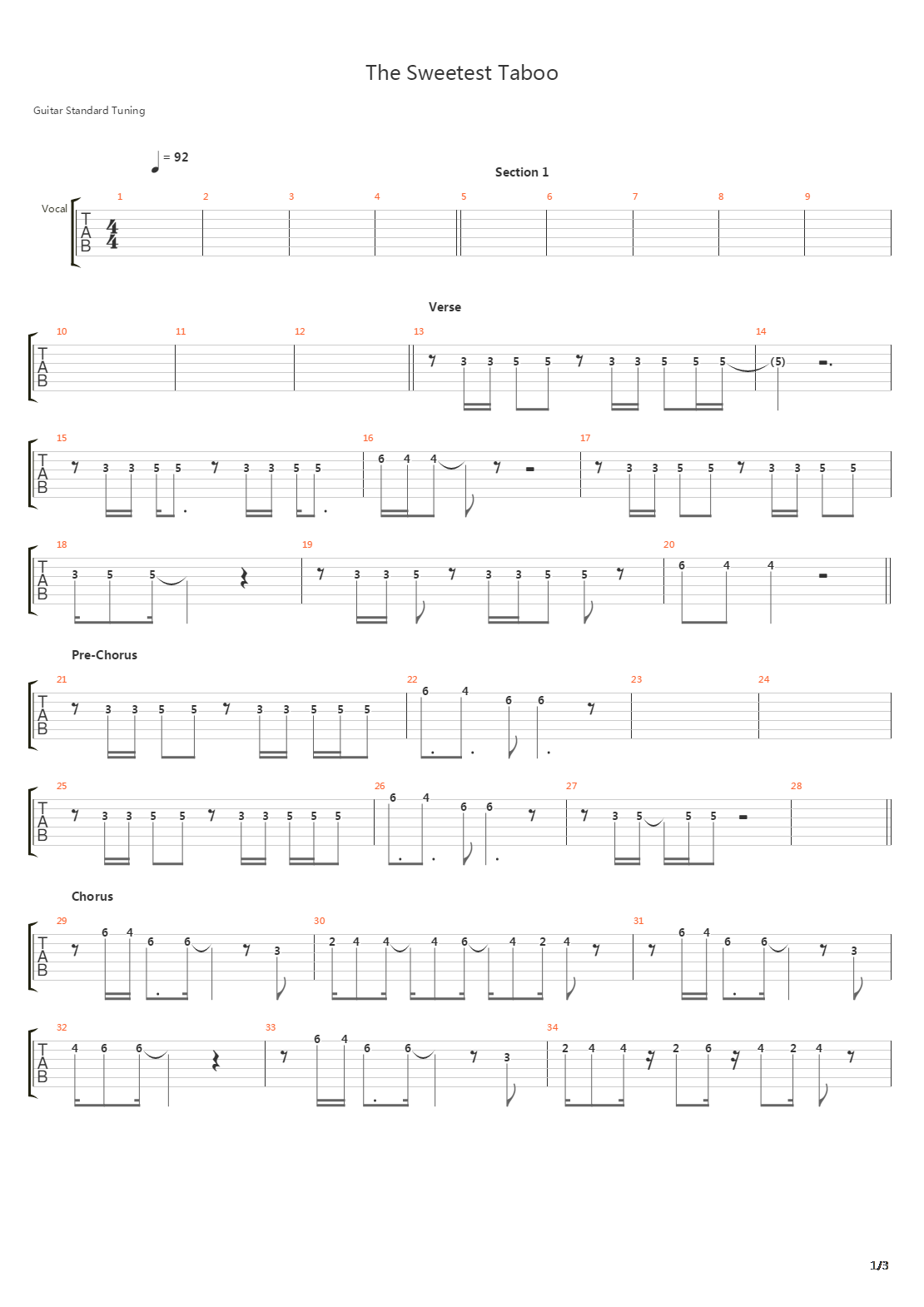 The Sweetest Taboo吉他谱