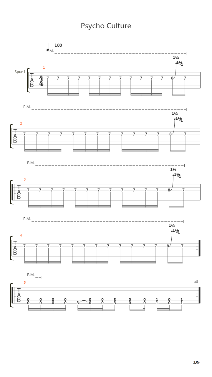 Psycho Culture吉他谱