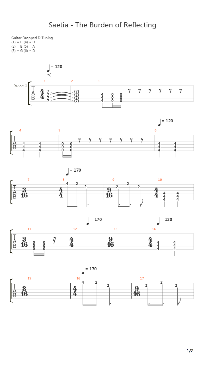 Burden Of Reflecting吉他谱