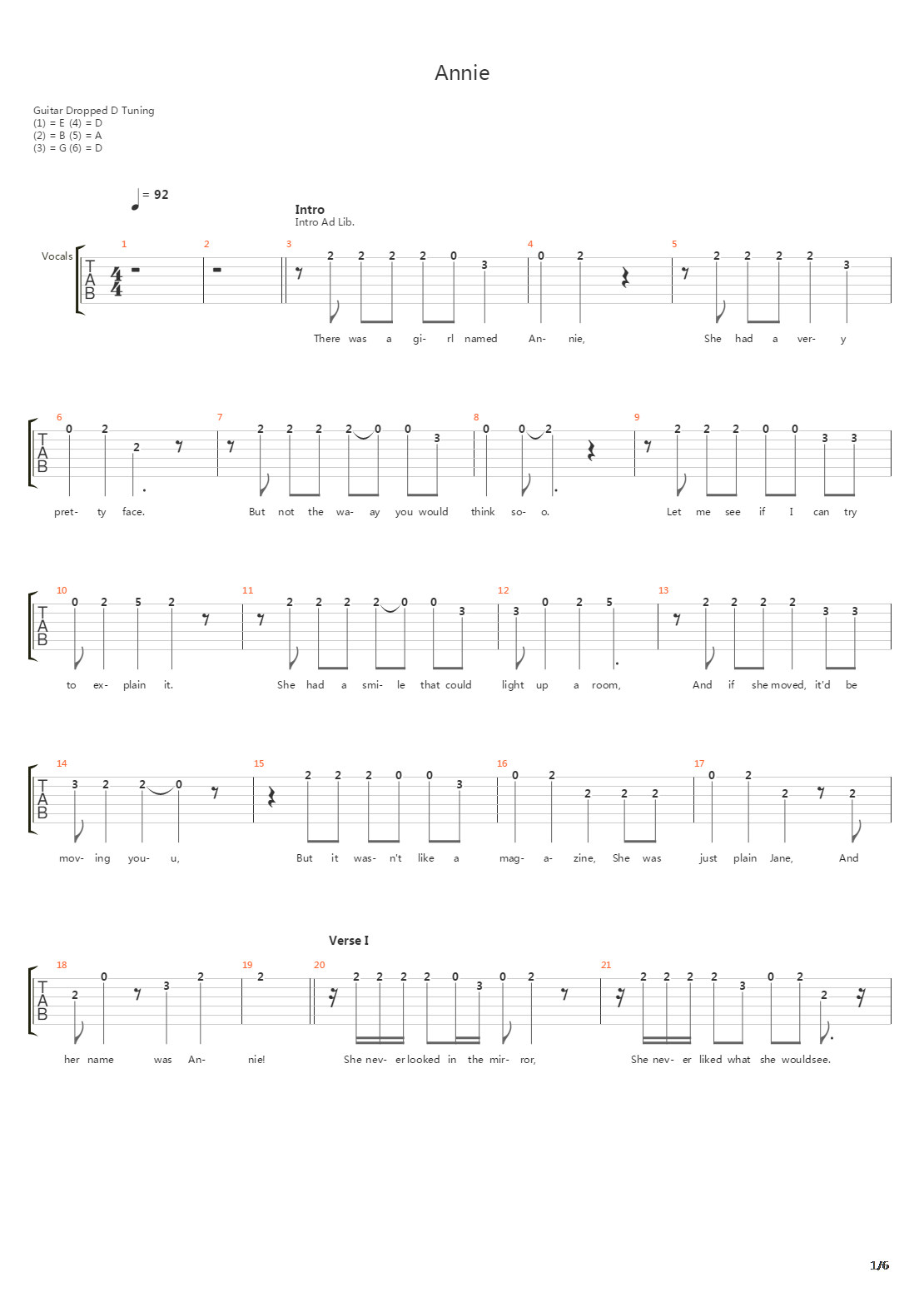 Annie吉他谱
