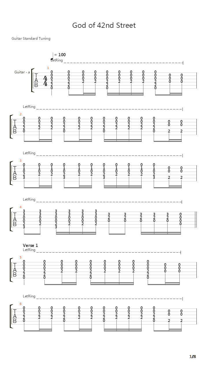 God Of 42nd Street吉他谱