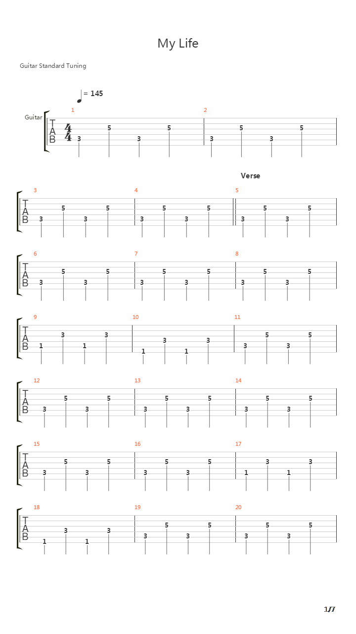 My Life吉他谱