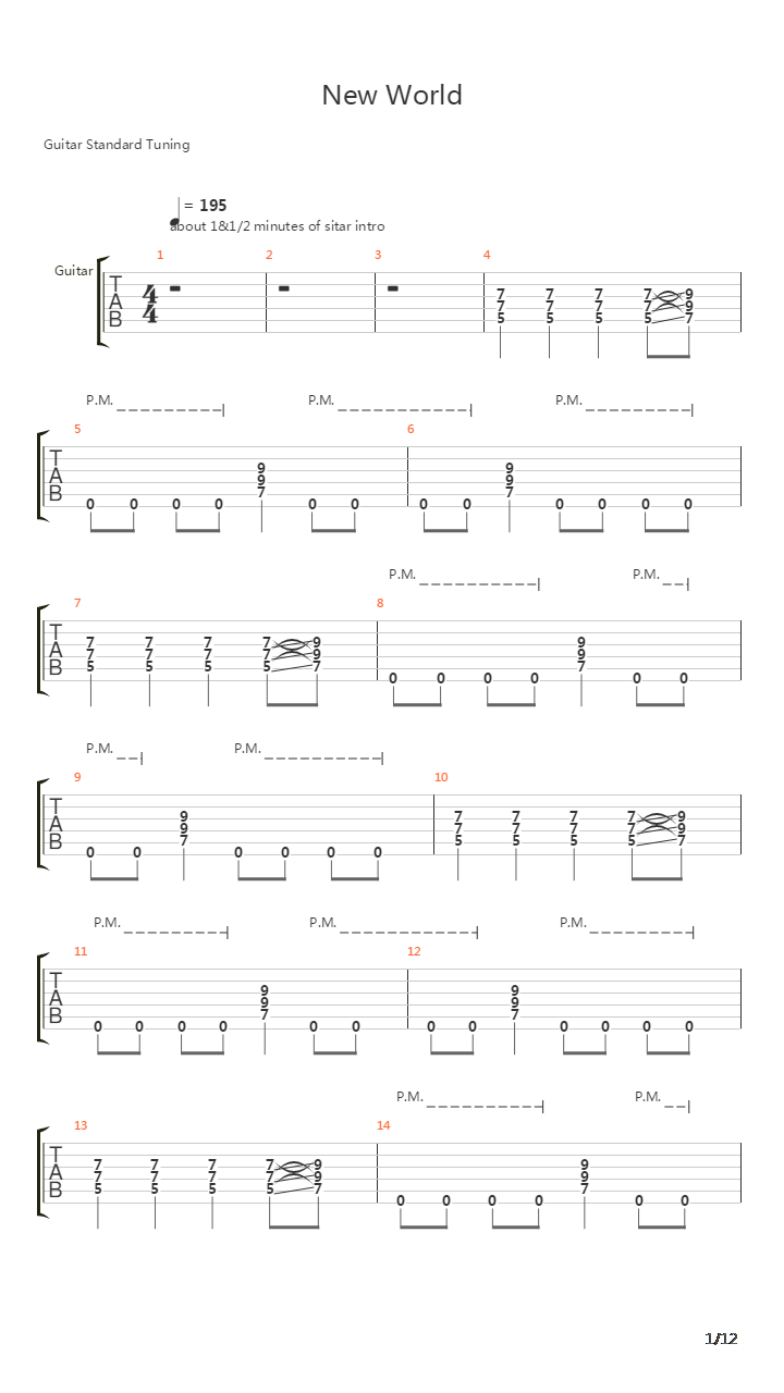 New World吉他谱