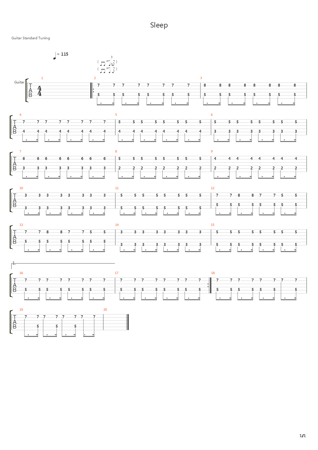 Sleep吉他谱